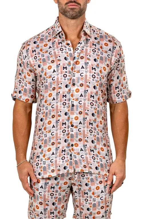 Galileo Marthy Short Sleeve Button-Up Shirt by Maceoo