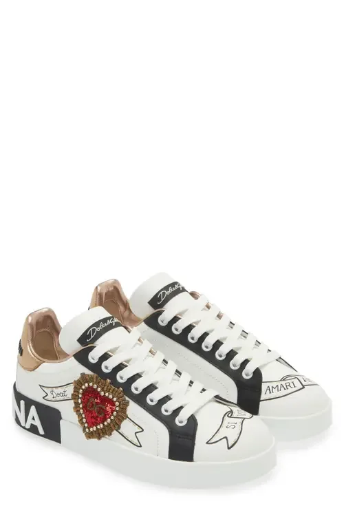Portofino Embellished Leather Sneaker by Dolce&Gabbana
