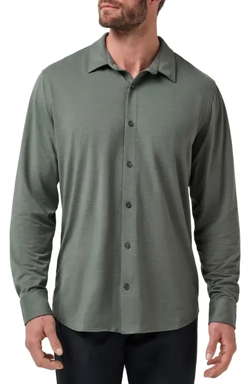 The Heather Knit Button-Up Shirt by TravisMathew