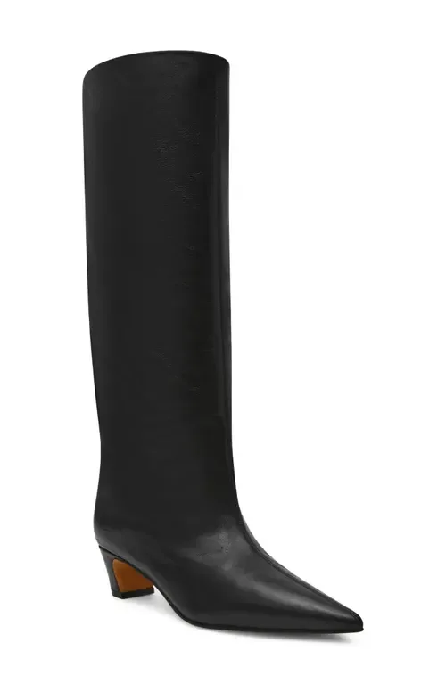 Brax Pointed Toe Boot in Black Leather by Steve Madden