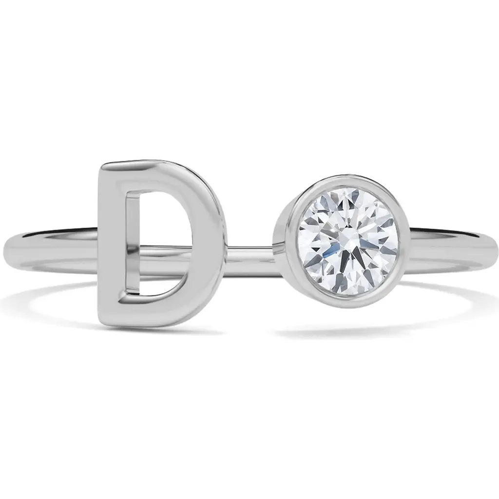 Lab Grown Diamond Letter Ring in 18K White Gold by HauteCarat