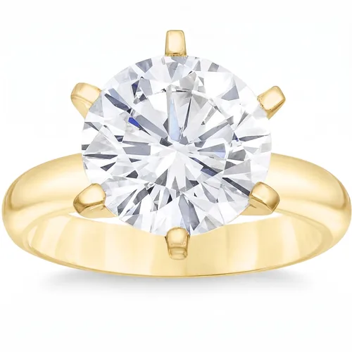 Certified 4Ct Round Diamond Solitaire Engagement Ring 14k Gold Lab Grown by Bliss Diamond