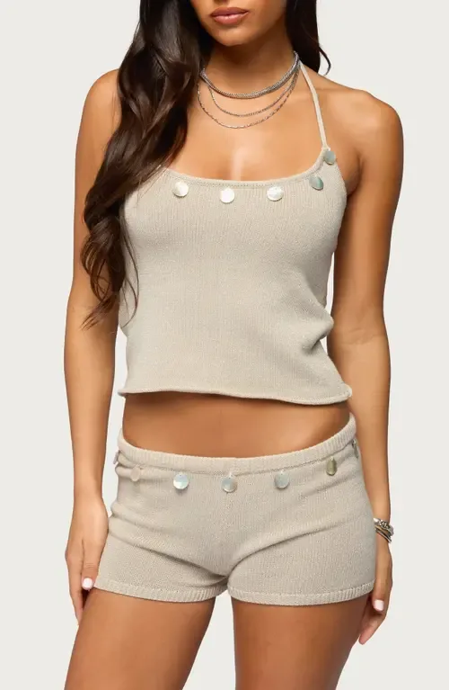 Nicca Iridescent Metallic Knit Halter Top by EDIKTED