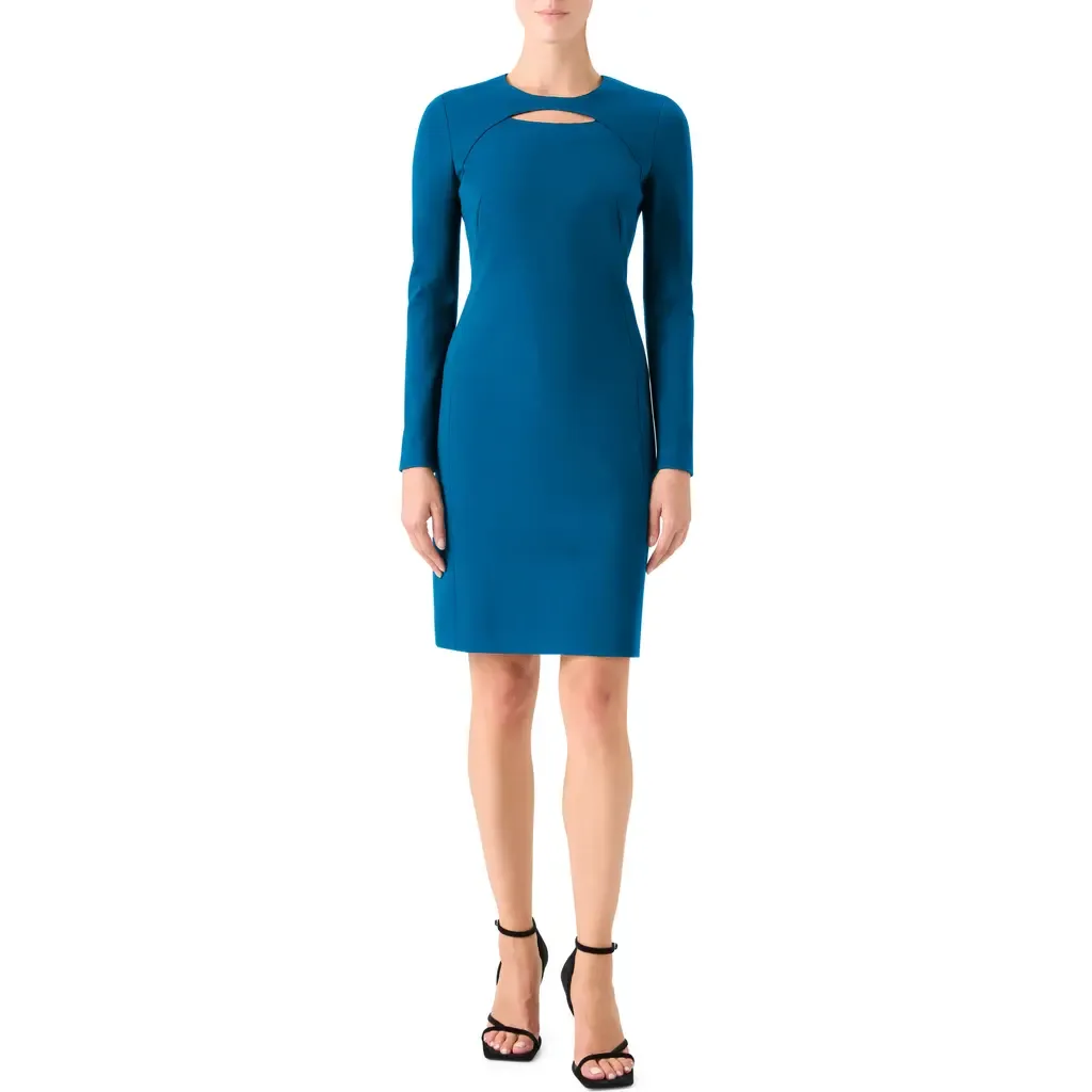 Keyhole Long Sleeve Sheath Dress by Akris punto