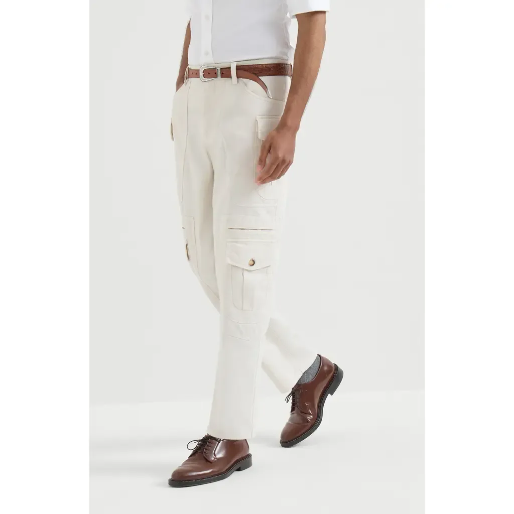Peached Cotton Gabardine Explorer Trousers