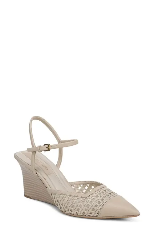 Cherie Ankle Strap Pointed Cap Toe Wedge Pump by Franco Sarto
