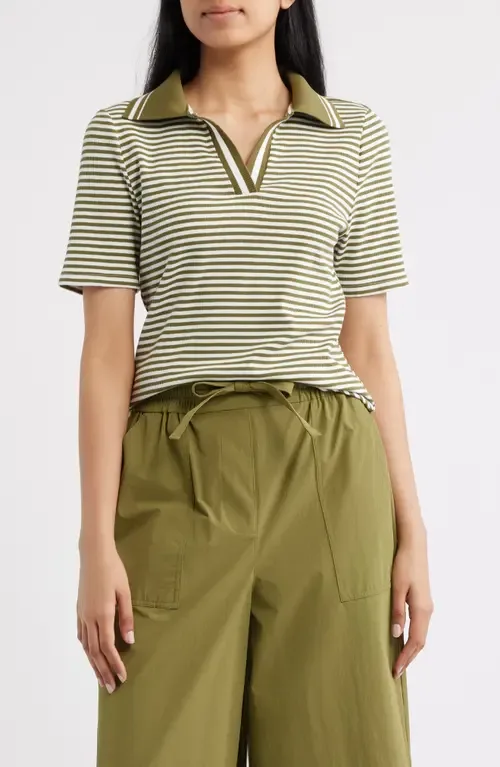 Stripe Johnny Collar Polo by Bernardo