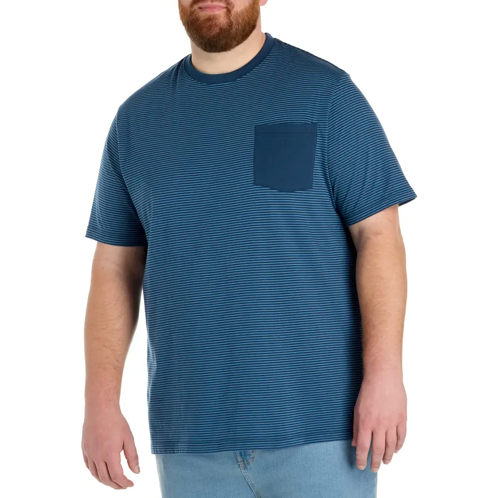 Moisture-Wicking Microstripe Pocket T-Shirt by Harbor Bay by DXL