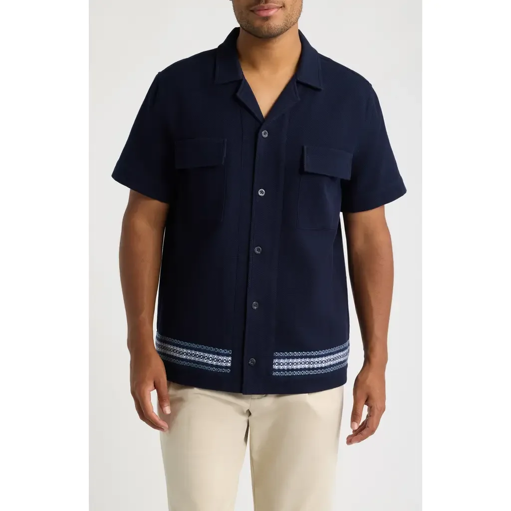 Vireo Embroidered Cotton Piqué Camp Shirt