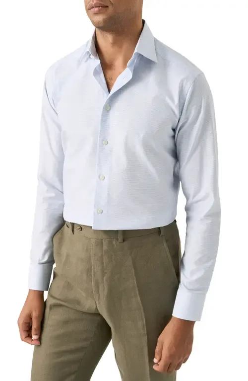 Slim Fit Check Cotton Twill Dress Shirt by Eton