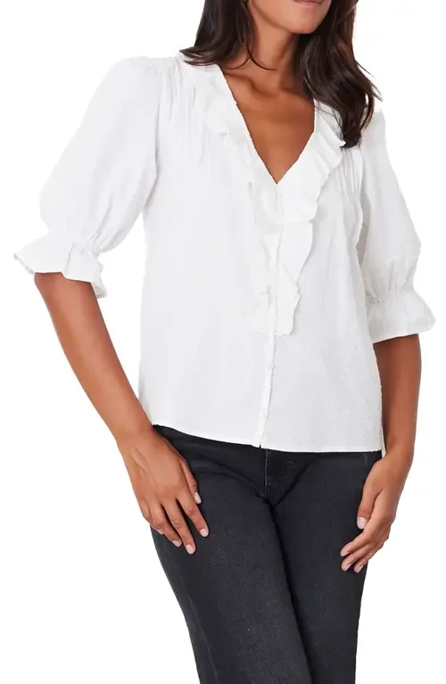 Chloe Swiss Dot Ruffle Shirt by Paneros Clothing