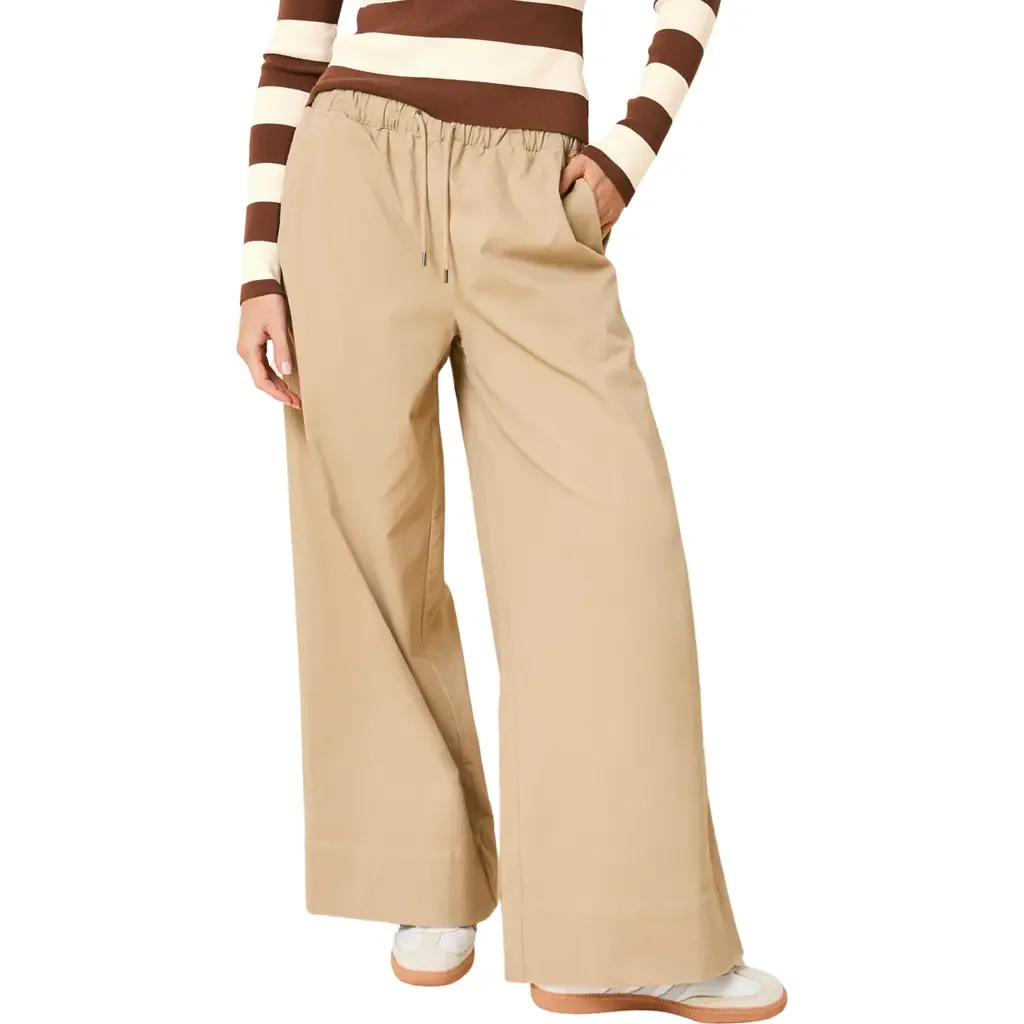 The Flynn Stretch Cotton Drawstring Wide Leg Pants by Solid & Striped