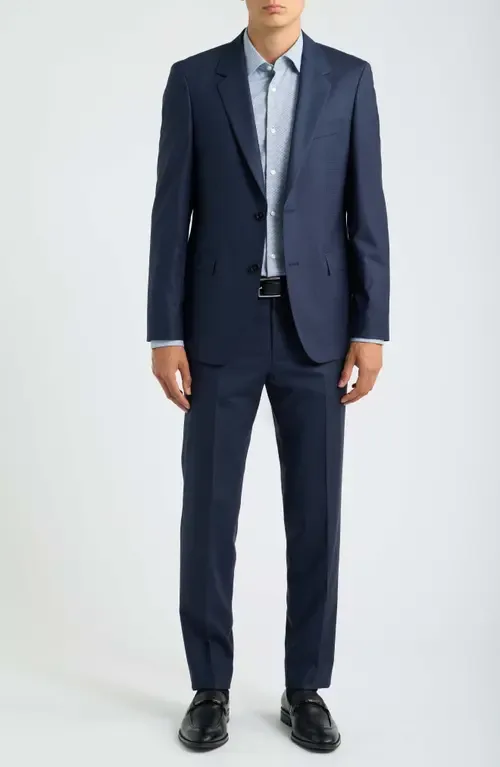 Houston Slim Fit Navy Stretch Wool Blend Suit by BOSS