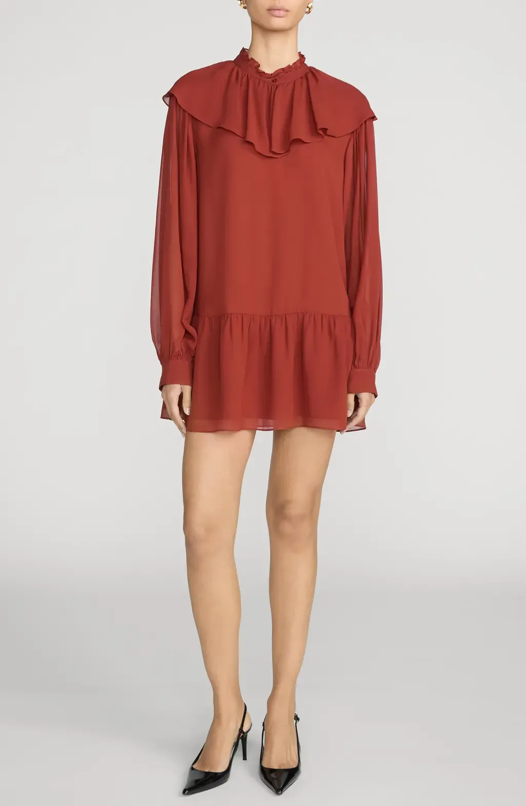 The Soire Long Sleeve Silk Minidress