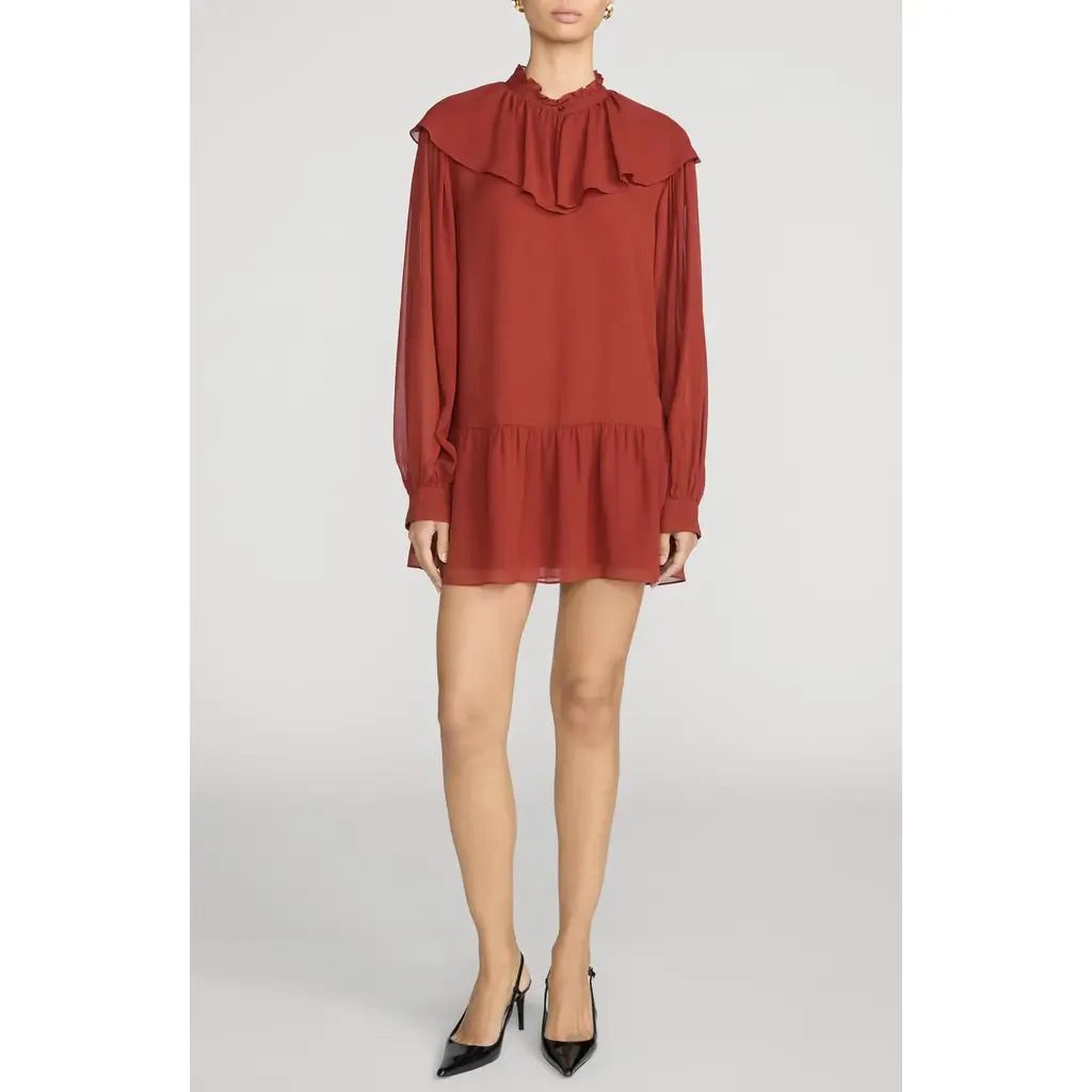 The Soire Long Sleeve Silk Minidress by FRAME