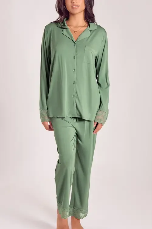Modal Pajama Set with Lace Trim by iCollection