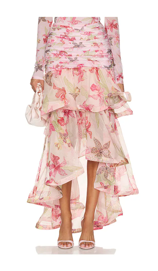Orchid Bloom Chiffon Maxi Skirt by PatBO