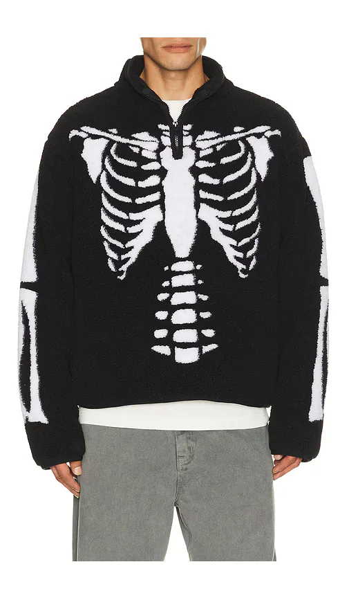Skeletal Quarter Zip Sherpa Pullover by Market