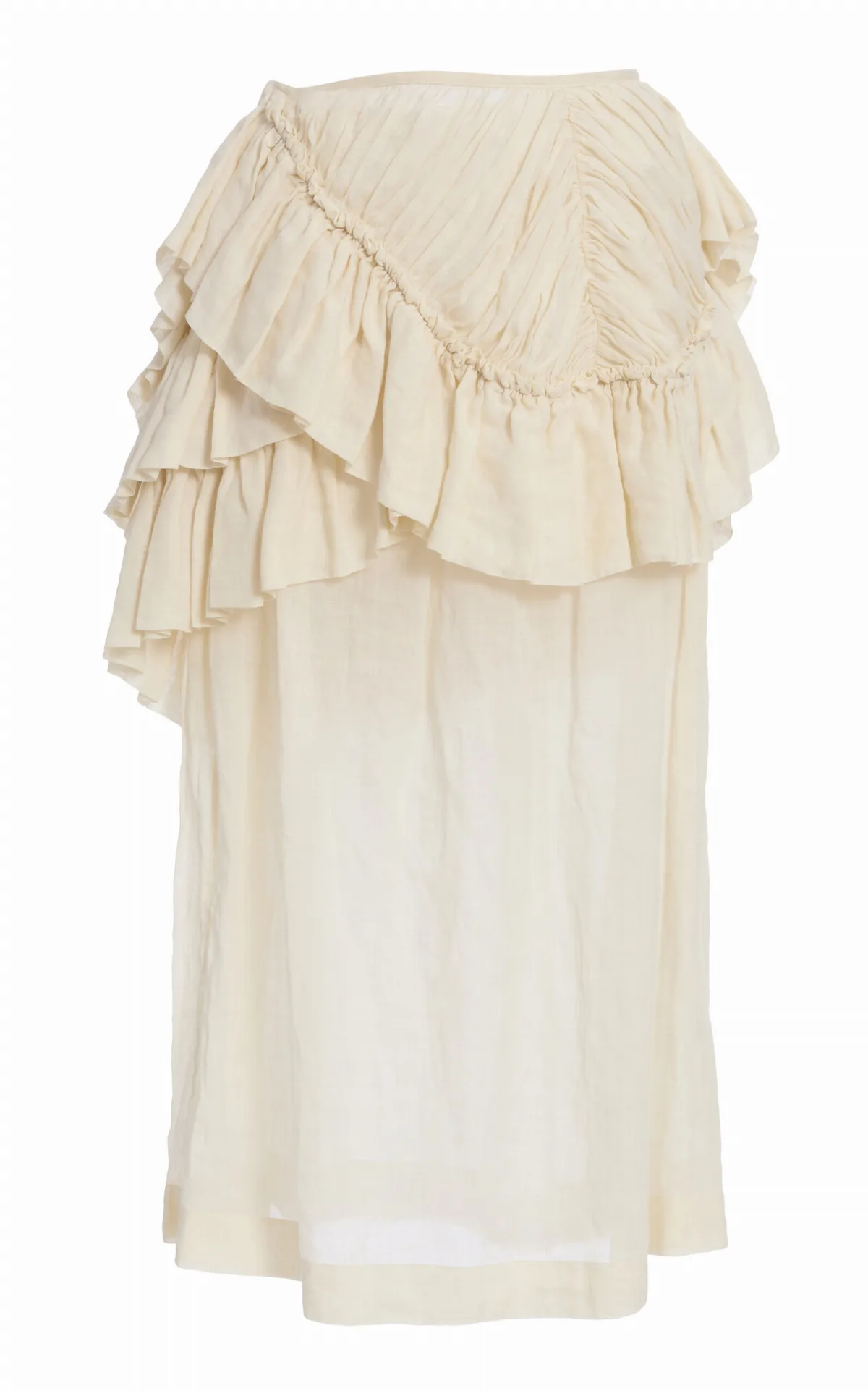 Shelby Ruffled Mousseline-Ramie Mini Skirt by Dries Van Noten