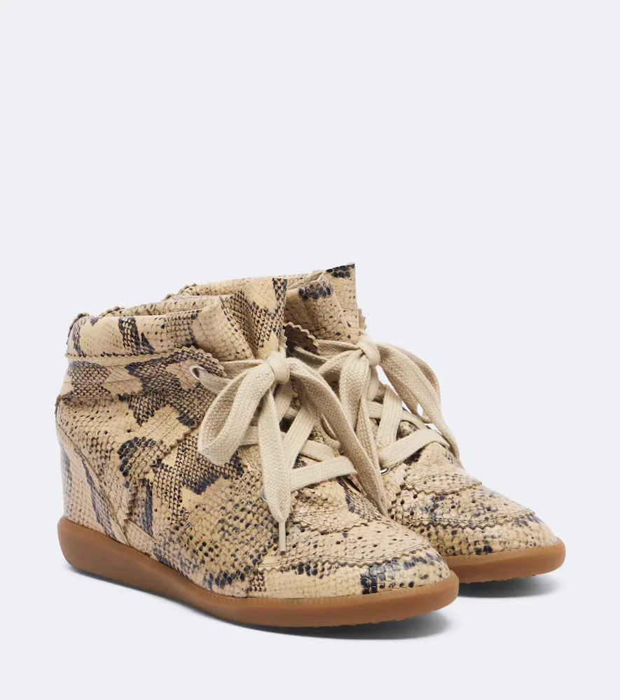 Bobby Snake-Effect Leather Wedge Sneakers by Isabel Marant