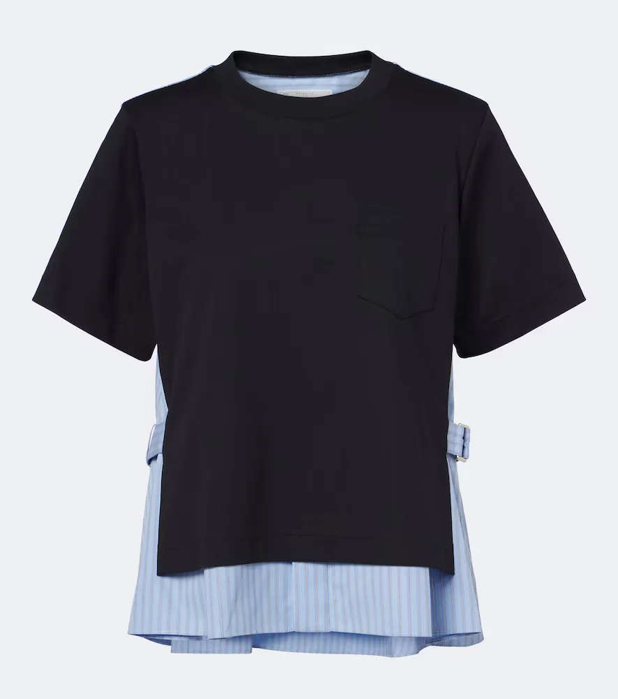 Layered Cotton Jersey and Poplin Top by Sacai