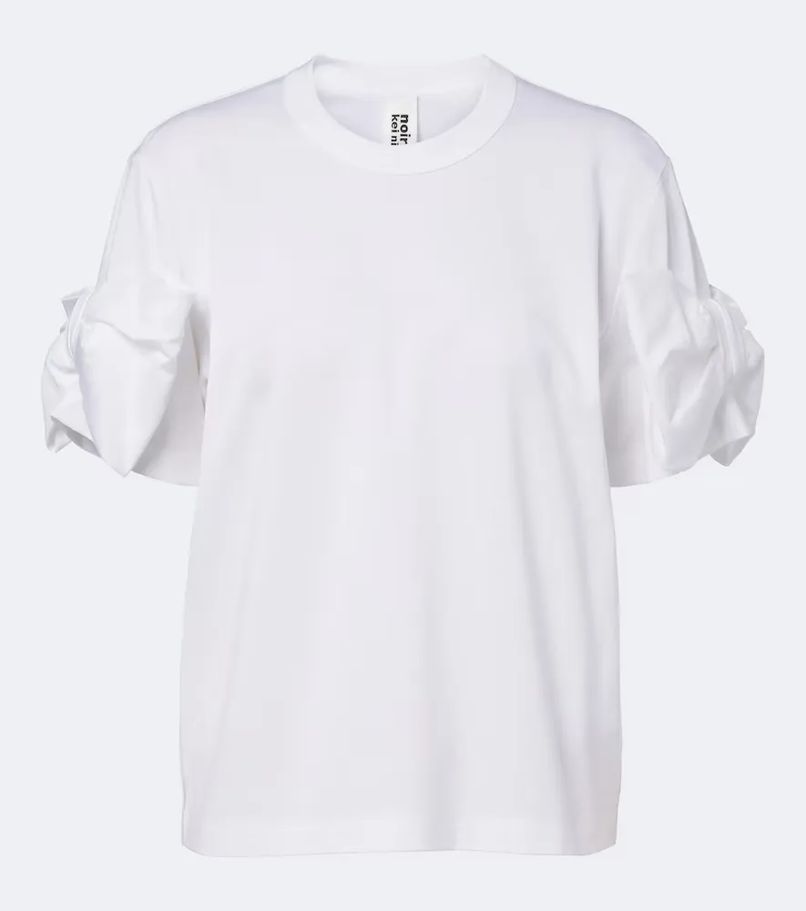 Bow-Detail Cotton Jersey T-Shirt by Noir Kei Ninomiya