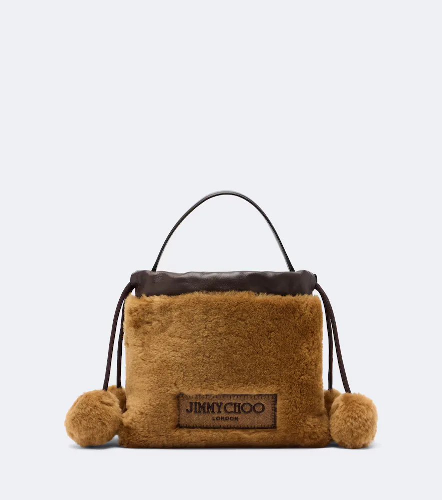 Drawstring Mini Shearling Top-Handle Bag by Jimmy Choo