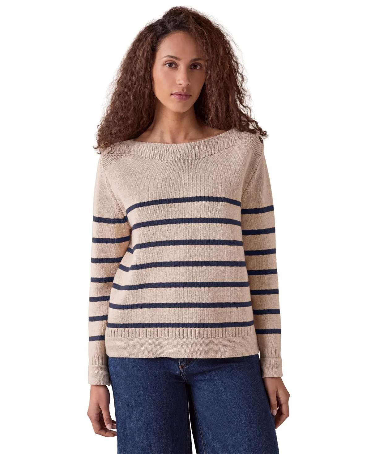 Button Detail Gansey Sweater by Celtic & Co.