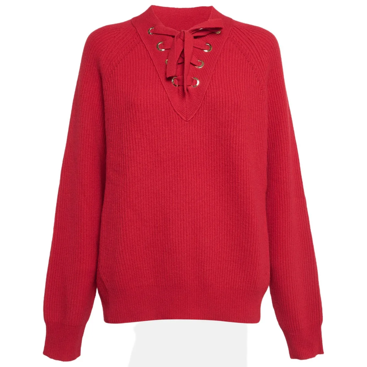 Pre-Owned Zadig and Voltaire Red Rib Knit Lace-Up Kassy Lc Sweater by Pre-owned Zadig & Voltaire