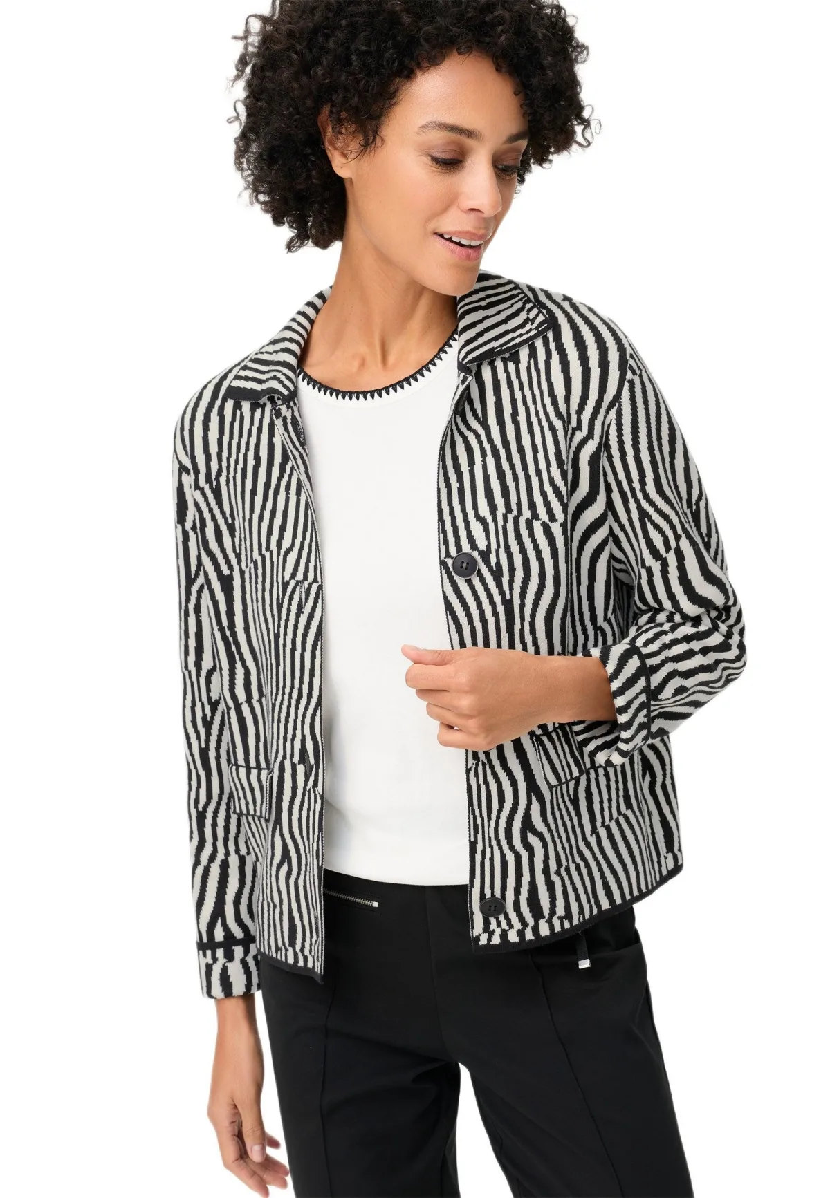 Modern Zebra Knit Cardigan by Olsen