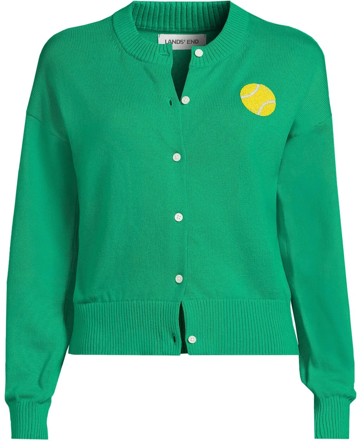 Cotton Embellished Cardigan Sweater by Lands' End