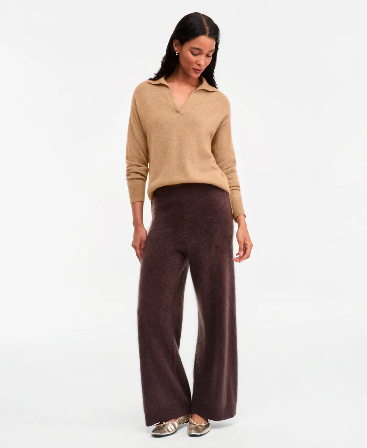Johnny-Collar 100% Cashmere Long-Sleeve Sweater by Charter Club