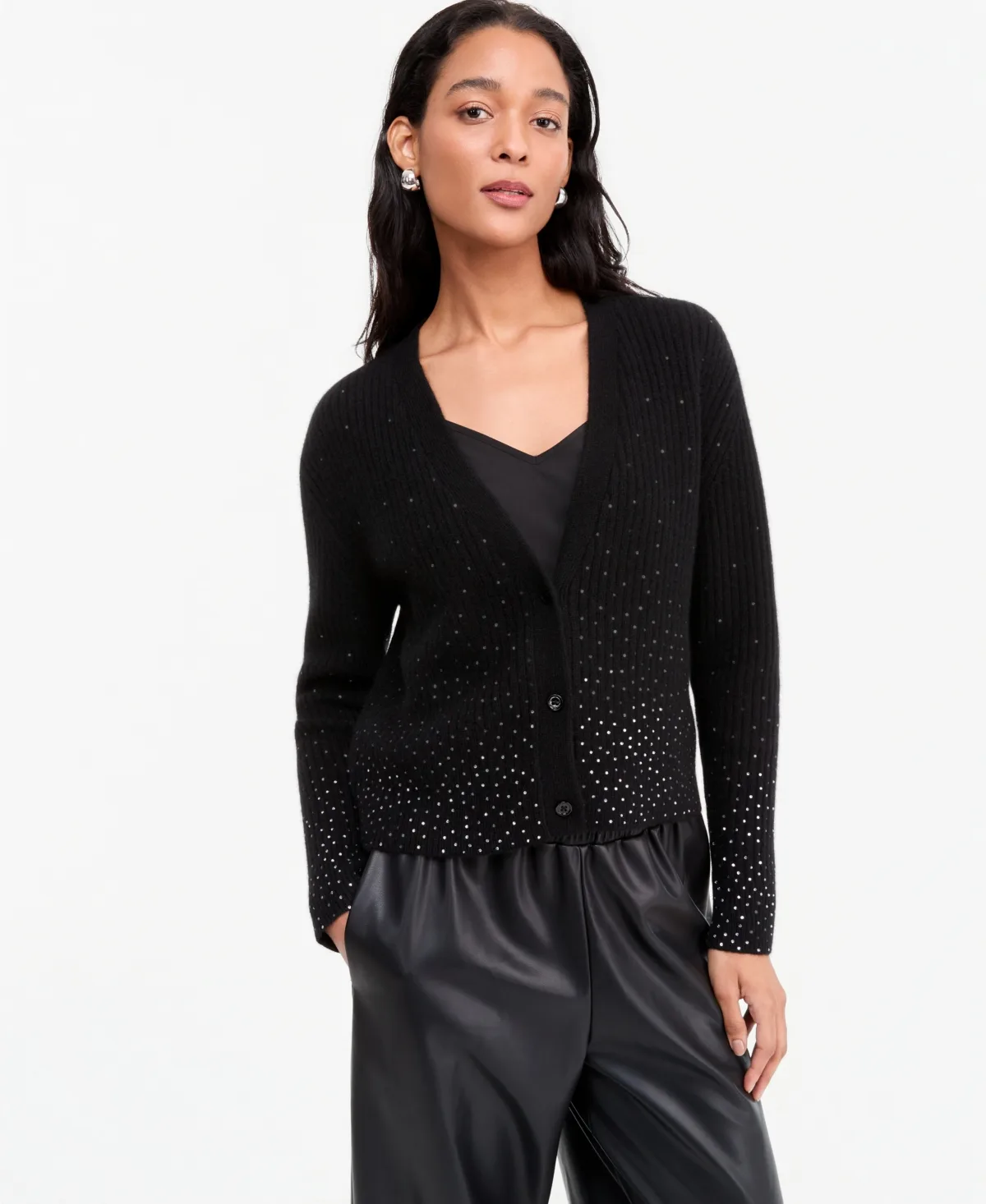 100% Cashmere Embellished Boyfriend Cardigan by Charter Club