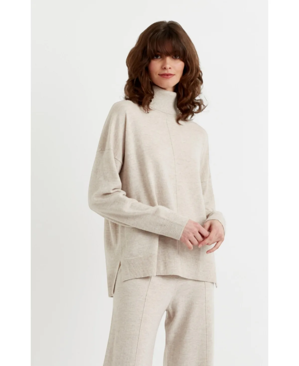 Relaxed Roll Neck Wool & Cashmere Sweater by Chinti & Parker