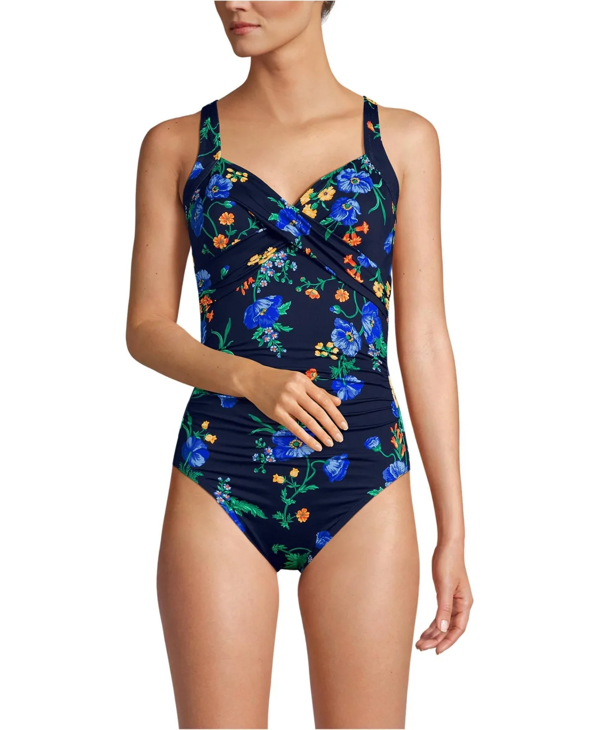 Sweetheart Underwire Wrap One Piece Swimsuit by Lands' End