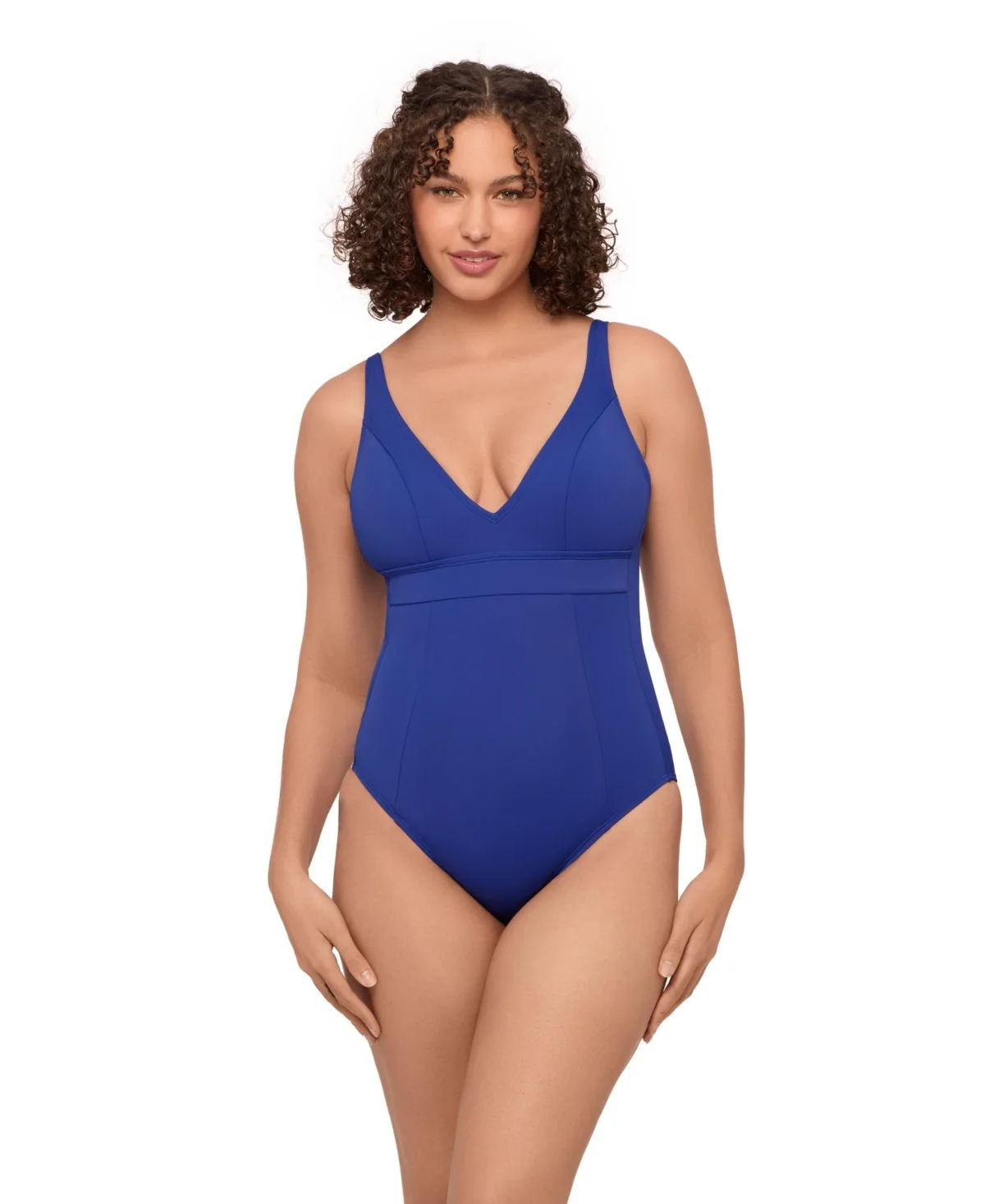 Supportive and Sculpting Banded Plunge V-Neck One-Piece Swimsuit