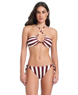 Crossing Paths Bikini Top with Accent Straps Tie Side Bottom with O Rings by Red Carter