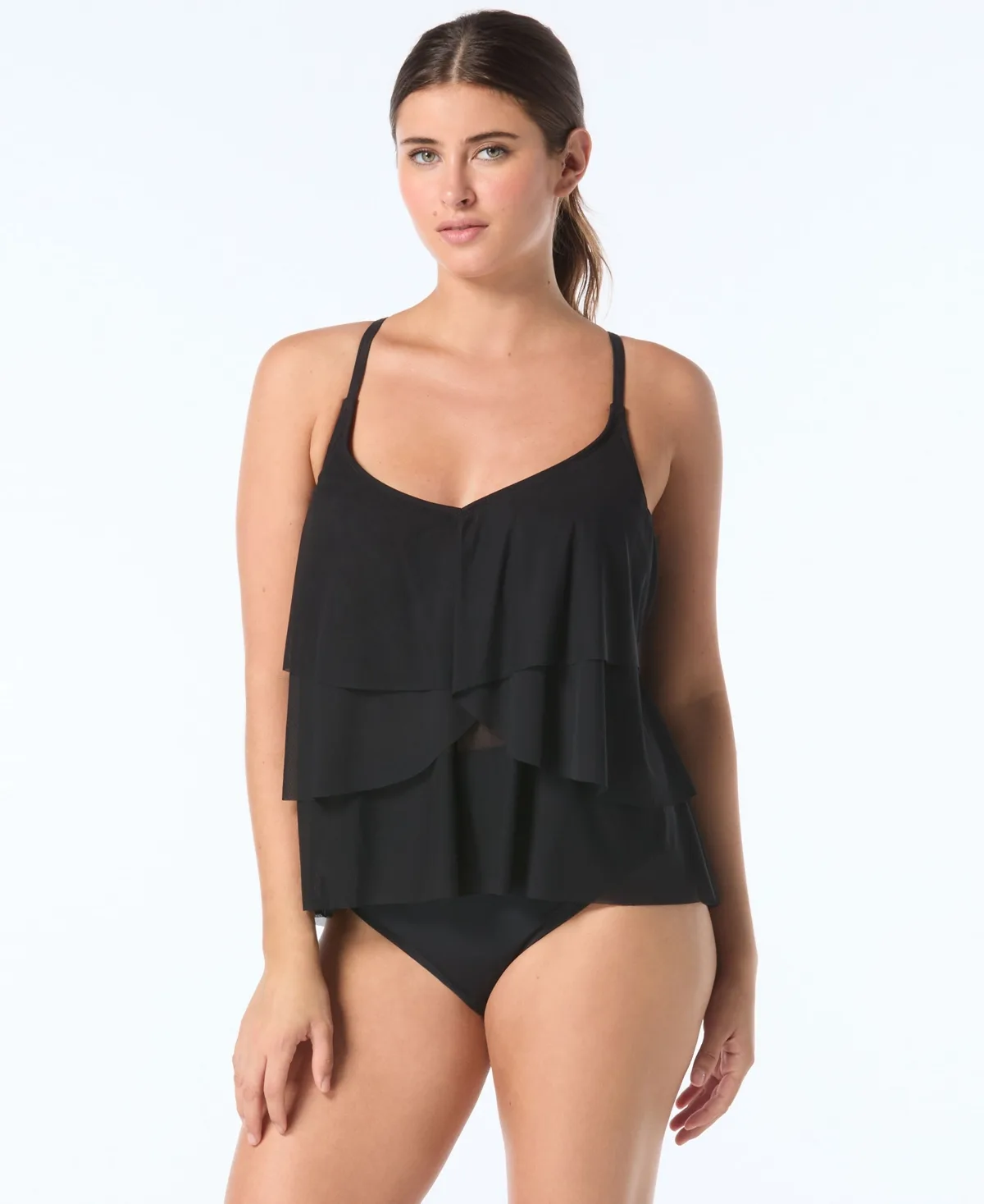 Lotus Ruffle V-Neck Tankini Top by Coco Reef