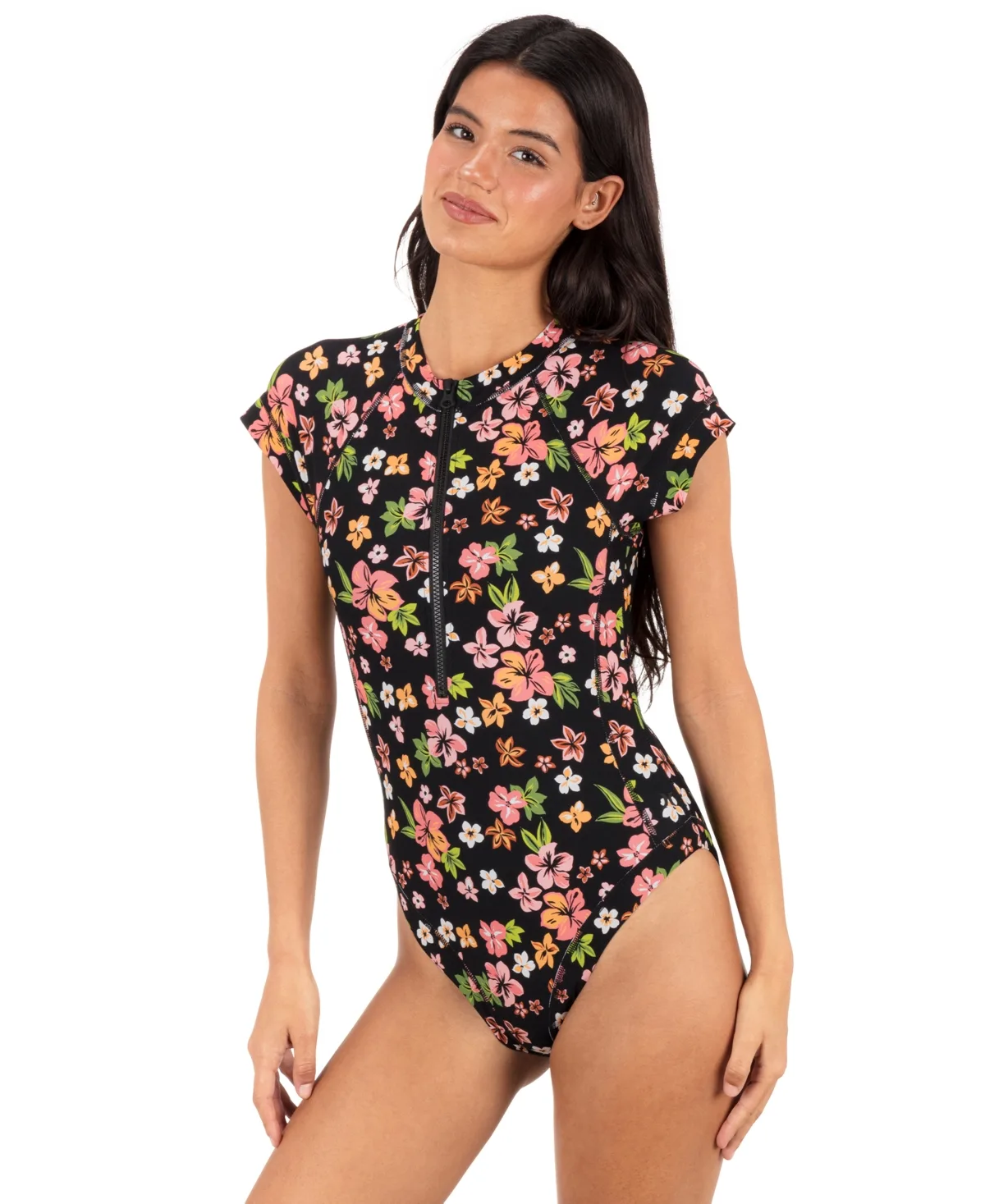 Crewneck Max Hibiscus Dream Floral Print Surf Swimsuit by Hurley
