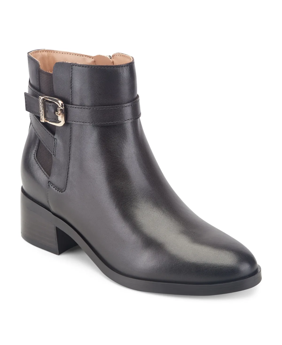 Teegan Leather Side Gore Block Heel Booties