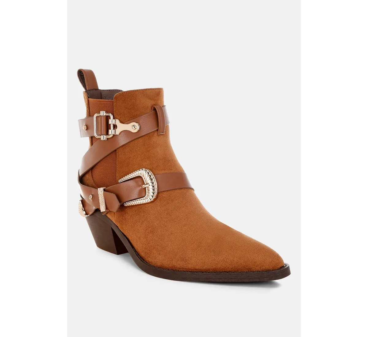 Raveta Microfiber Buckle Strap Western Boots by London Rag