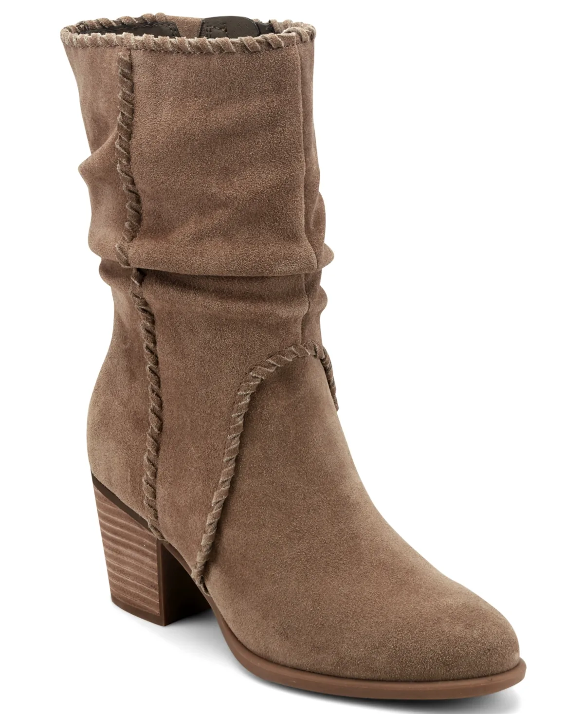 Venla Suede Slouch Whipstitch Block Heel Boots