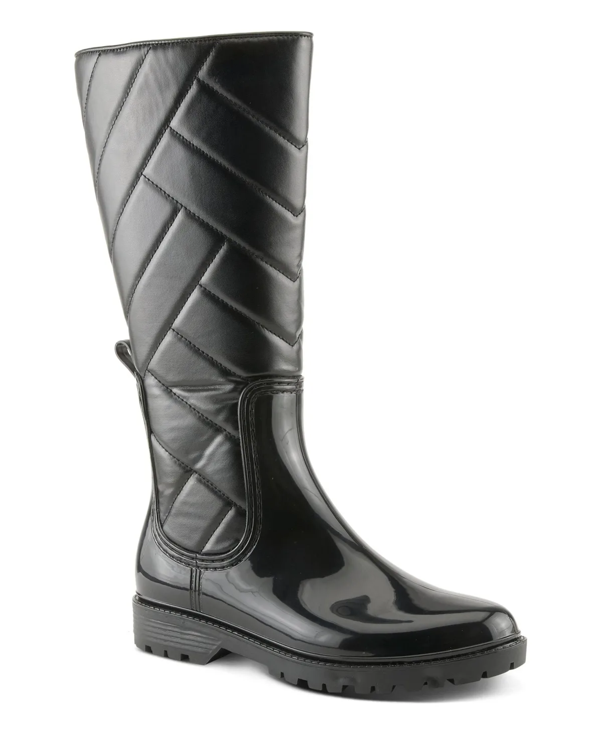 Maiza Waterproof Quilted Rain Boots with Faux Fur Lining and Zipper Closure by Spring Step