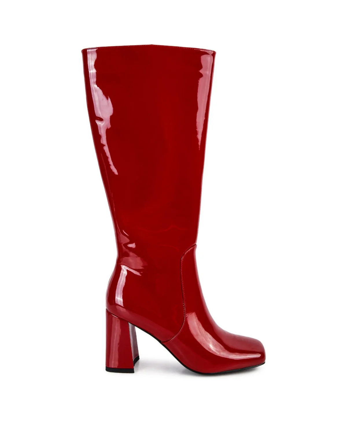 Hypnotize Patent Pu Block Heeled Calf Boots by London Rag