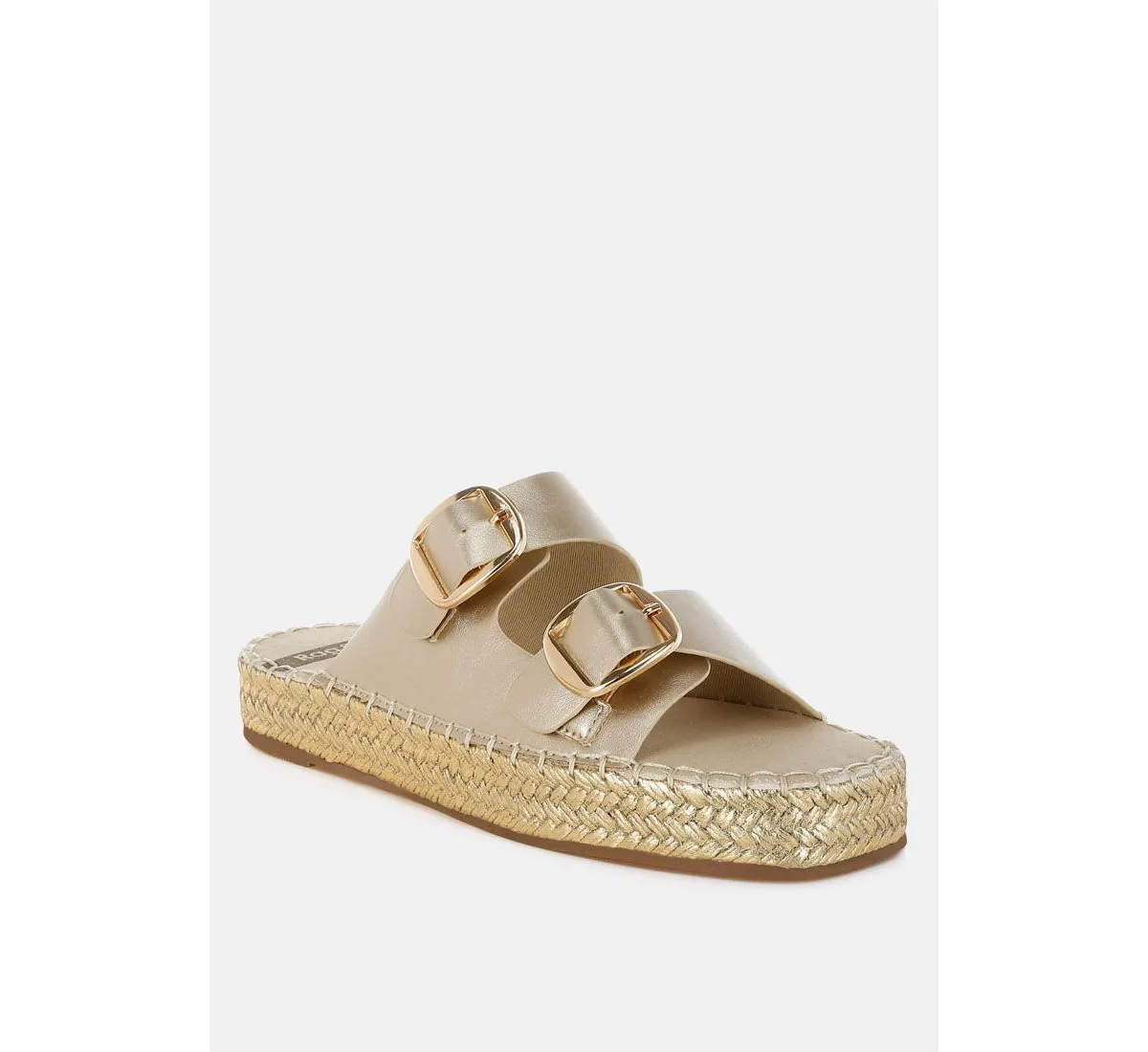 Miova Metallic Buckle Detail Espadrille Flatforms