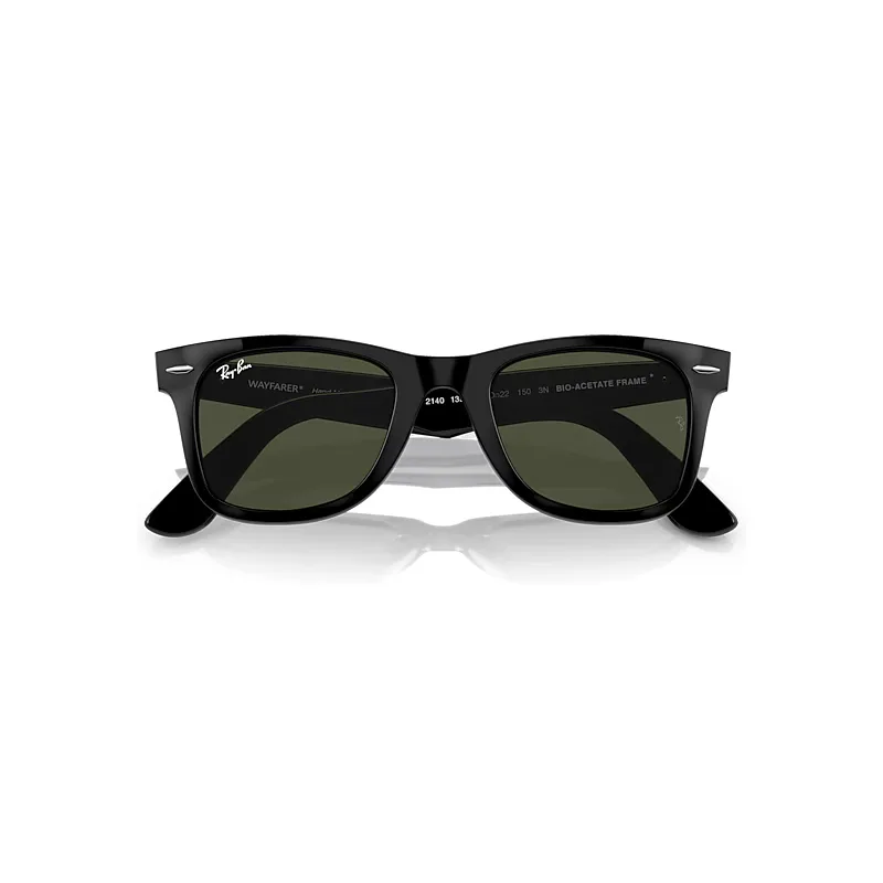 Original Wayfarer Bio-Based Sunglasses Black Frame Green Lenses by Ray-Ban