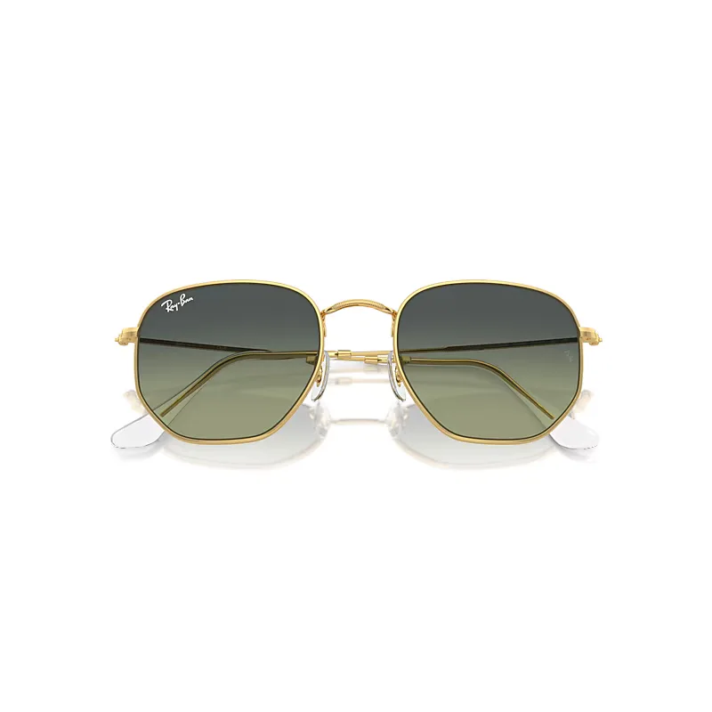 Hexagonal Sunglasses Arista Gold Frame Green Lenses by Ray-Ban