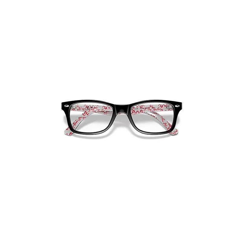 Rb5228 Optics Eyeglasses Black on White Frame Clear Lenses by Ray-Ban