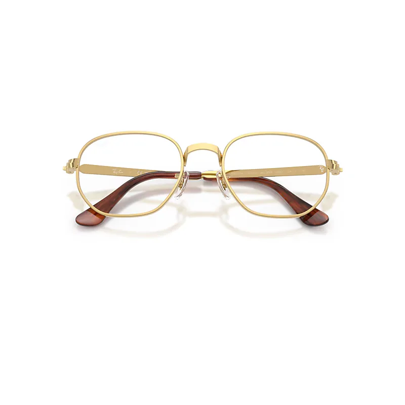 Hexagonal Max Optics Eyeglasses Gold Frame Transparent Lenses Polarized by Ray-Ban