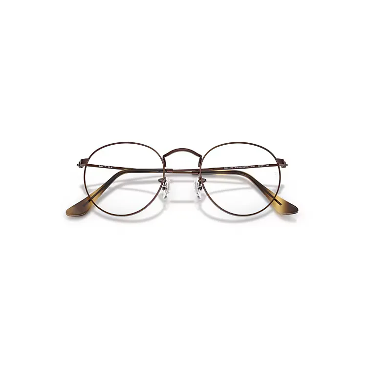 Round Metal Optics Eyeglasses Brown Frame Transparent Lenses by Ray-Ban